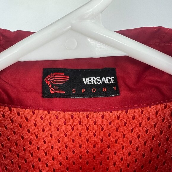 Versace Sport Red Nylon Full Zip Windbreaker Jacket Men's Large EU 50 - Picture 2 of 8